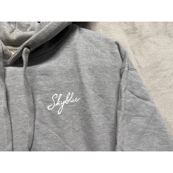 SkyBlue Grey Hoodie Mens Large - Picture 5 of 16